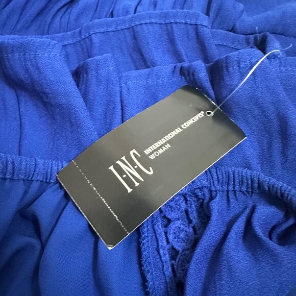 INC Womens Blue Ruffled Bell Sleeve Top Size 2X Peasant Blouse Hippie Boho - Picture 5 of 9